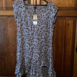 Next UK Purple Floral long line blouse.